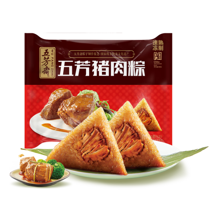 五芳斋 速冻猪肉粽 100g*5只 嘉兴粽子肉粽端午粽子早餐食品 菜管家商品