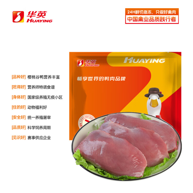 华英（HUAYING） 精切去皮鸭胸肉1Kg 冷冻鸭脯肉烧烤健身食材 光明服务菜管家商品