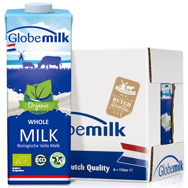 荷高（Globemilk）荷兰原装进口 3.7g优乳蛋白有机全脂纯牛奶 1L*6 营养高钙早餐奶 光明服务菜管家商品