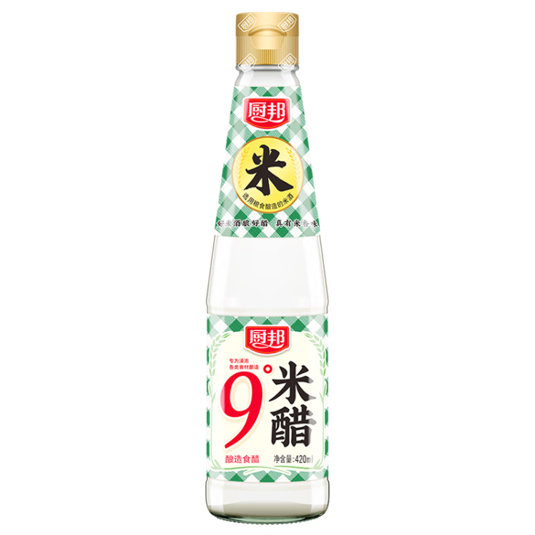 廚邦 米醋  9°米醋 大米釀造食醋 涼拌調味 泡菜泡豆 420ml 光明服務菜管家商品