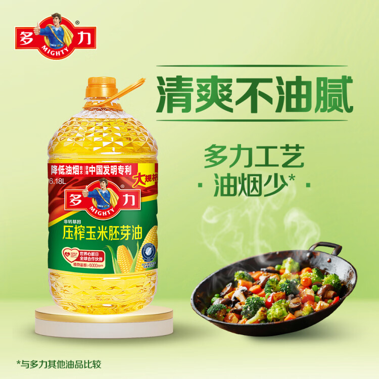 多力【张若昀同款】压榨玉米油6.18L非转基因食用油（新老包装随机） 光明服务菜管家商品