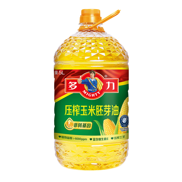 多力【張若昀同款】壓榨玉米胚芽油5L 非轉(zhuǎn)基因食用油 菜管家商品