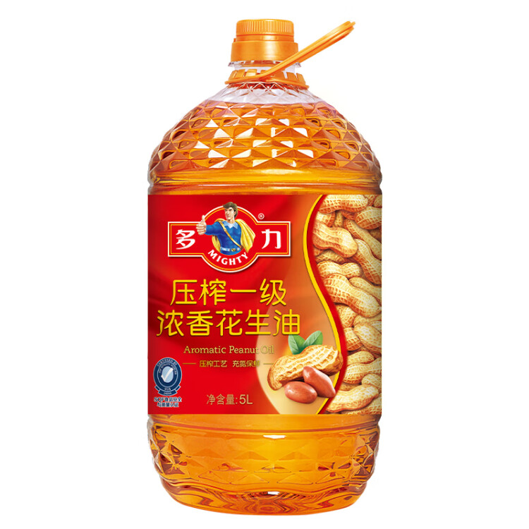 多力【張若昀同款】壓榨一級(jí)濃香花生油5L 食用油 光明服務(wù)菜管家商品