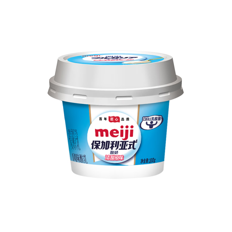 明治meiji【国内奶源】保加利亚式酸奶 清甜原味100g×4杯  特选LB81乳酸菌 菜管家商品