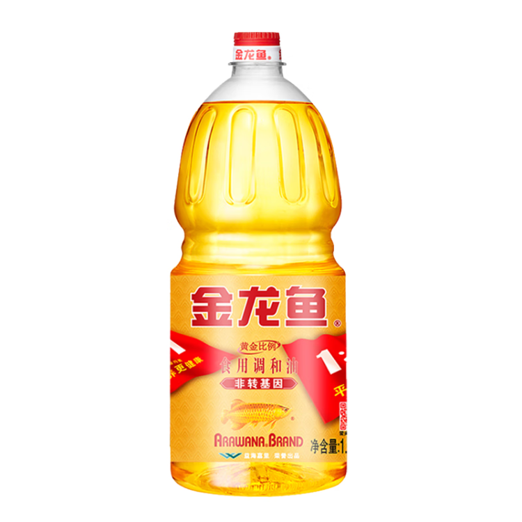 金龍魚 食用油 非轉(zhuǎn)基因 金裝 黃金比例零反式脂肪食用植物調(diào)和油1.8L 光明服務(wù)菜管家商品