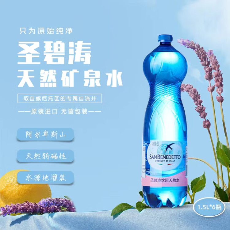 圣碧涛（San Benedetto）意大利进口 饮用天然水 1.5L*6 （新老包装交替发货） 菜管家商品