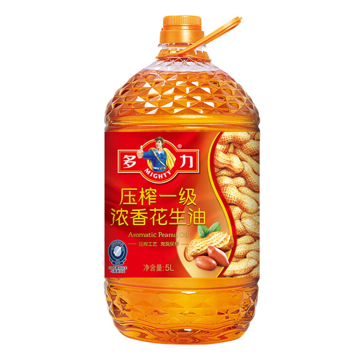 多力【張若昀同款】壓榨一級(jí)濃香花生油5L 食用油 光明服務(wù)菜管家商品