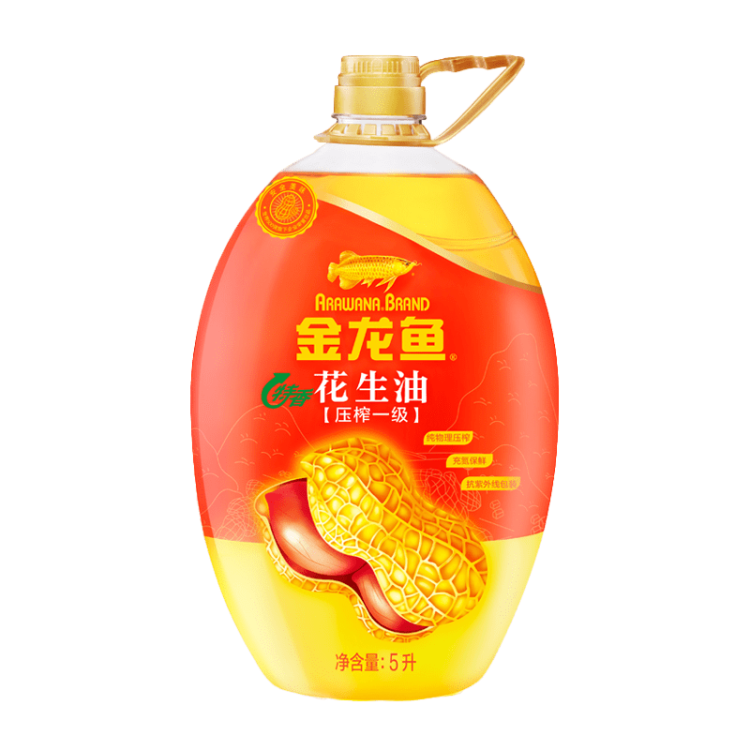 金龍魚 食用油 壓榨一級特香花生油5L(新老包裝隨機發(fā)放) 光明服務(wù)菜管家商品