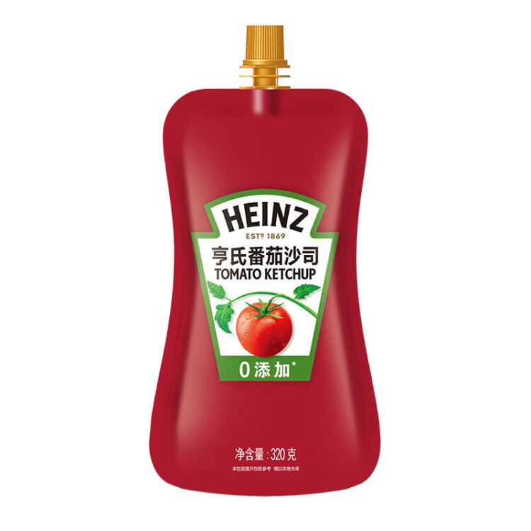 亨氏(Heinz) 番茄酱 袋装番茄沙司 意大利面薯条酱 320g 卡夫亨氏出品 光明服务菜管家商品