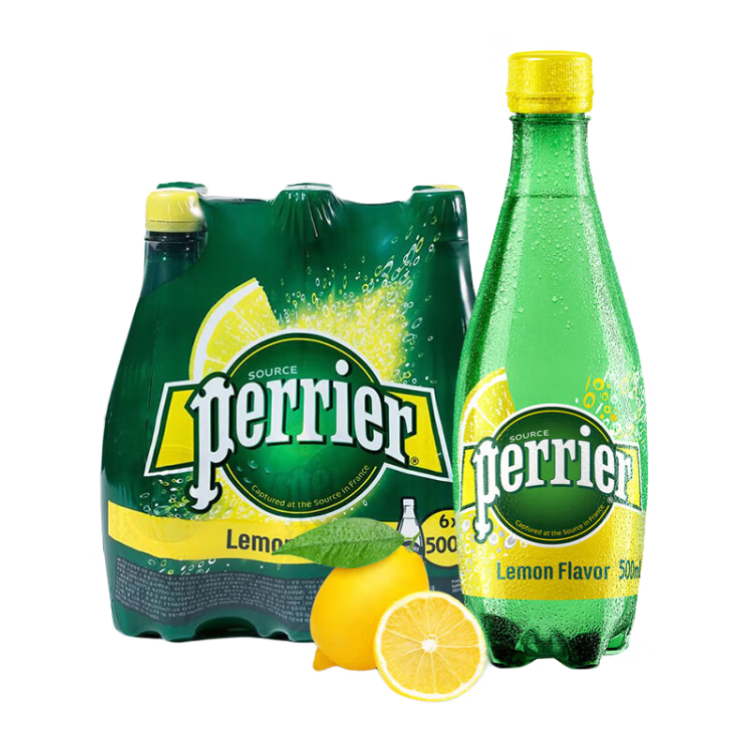 Perrier氼颂家巴黎水 法国进口气泡水 柠檬味天然矿泉水500ml*6瓶	 菜管家商品