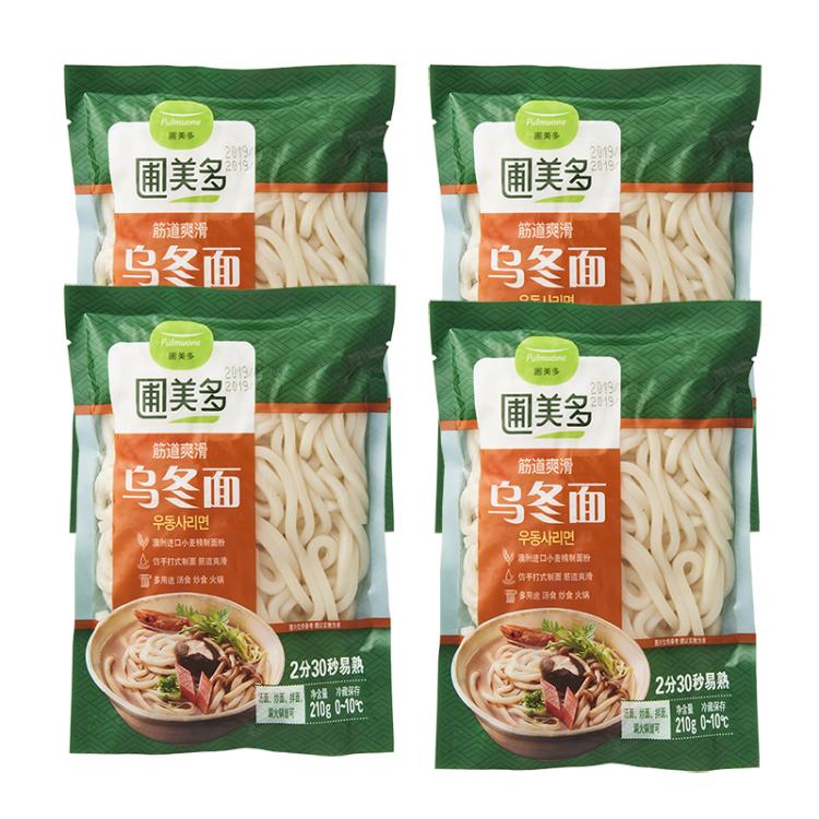 圃美多乌冬面 210g*4袋 拉面 拌面炒面汤面  早餐速食面条 菜管家商品