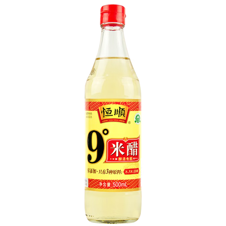 恒順米醋9°500ml涼拌提味炒菜腌制0防腐劑 菜管家商品