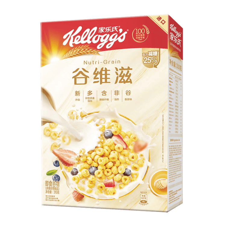 家乐氏（Kellogg）进口谷维滋310g/盒儿童营养谷物麦片谷物脆冲泡即食早餐代餐零食 菜管家商品