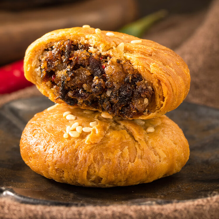 华瑜黄山烧饼特产小零食糕点梅干菜肉小酥饼原味170g儿童休闲零食 菜管家商品