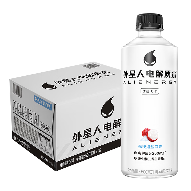 外星人电解质水0糖0卡饮料 荔枝海盐口味 600mL*15瓶 菜管家商品