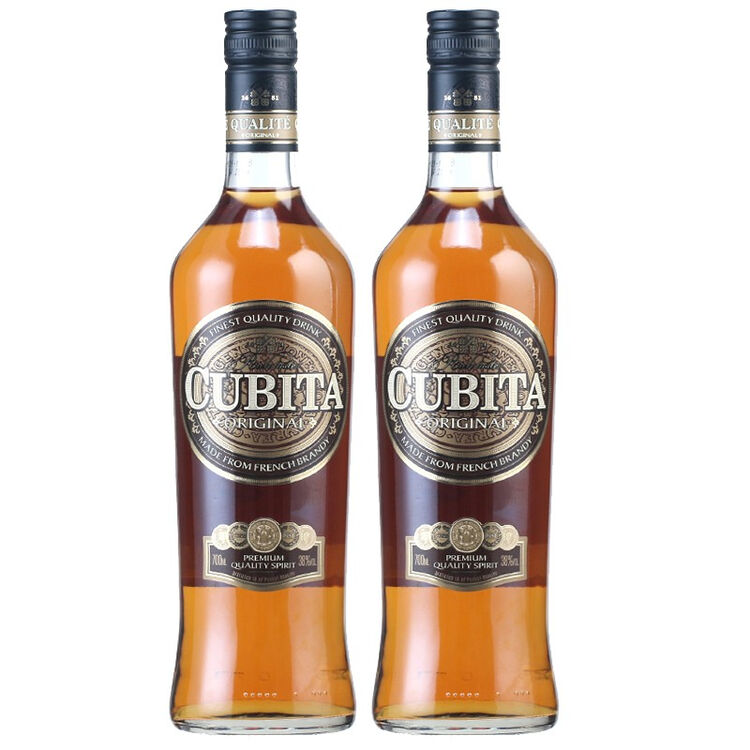 洋酒原装进口cubita古贝塔杜卡特白兰地38度700ml双瓶