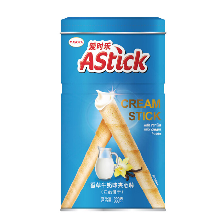 愛時樂（Astick）夾心棒注心餅干香草牛奶味330g 休閑零食喜禮團購早餐  光明服務(wù)菜管家商品