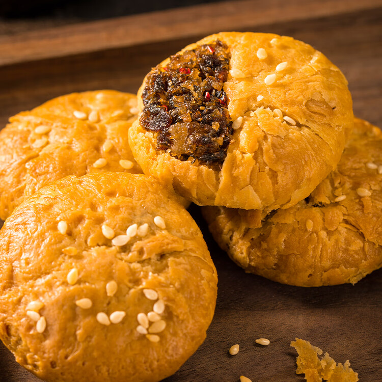 华瑜黄山烧饼特产小零食糕点梅干菜肉小酥饼原味170g儿童休闲零食 菜管家商品