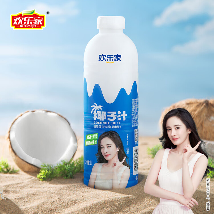 歡樂家椰子汁1kg*6瓶 果肉+椰汁 椰肉生榨果汁植物蛋白飲料 黑色星期五 菜管家商品