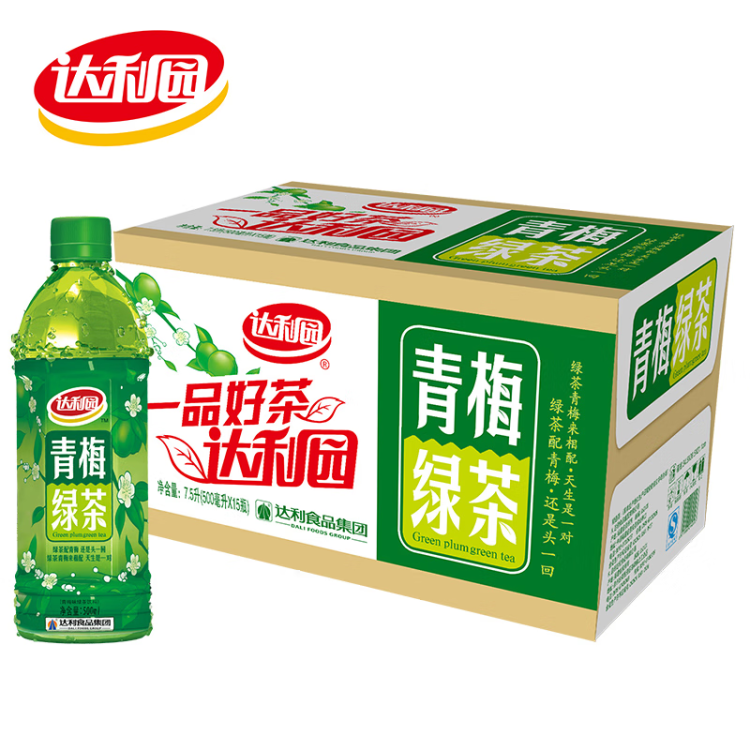 達(dá)利園 青梅綠茶飲料青梅果汁果味茶飲品500ml*15瓶 飲料整箱 菜管家商品