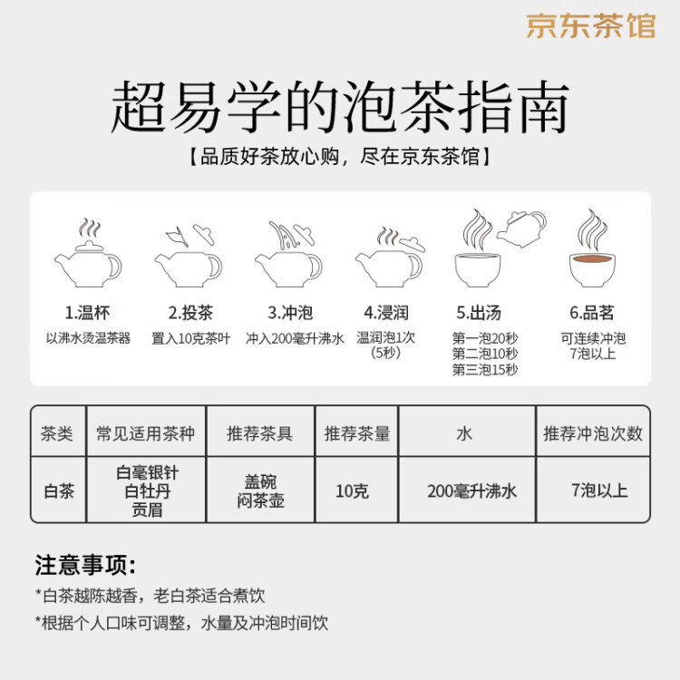 天福茗茶白茶 白牡丹白茶福鼎白牡丹白茶一级100克瓷罐礼盒装茶叶送礼 光明服务菜管家商品