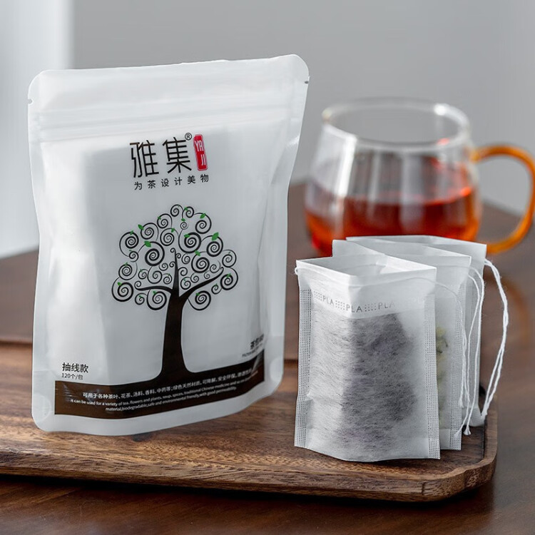雅集茶包袋一次性玉米纖維過濾茶包抽繩花茶茶葉包120片 菜管家商品