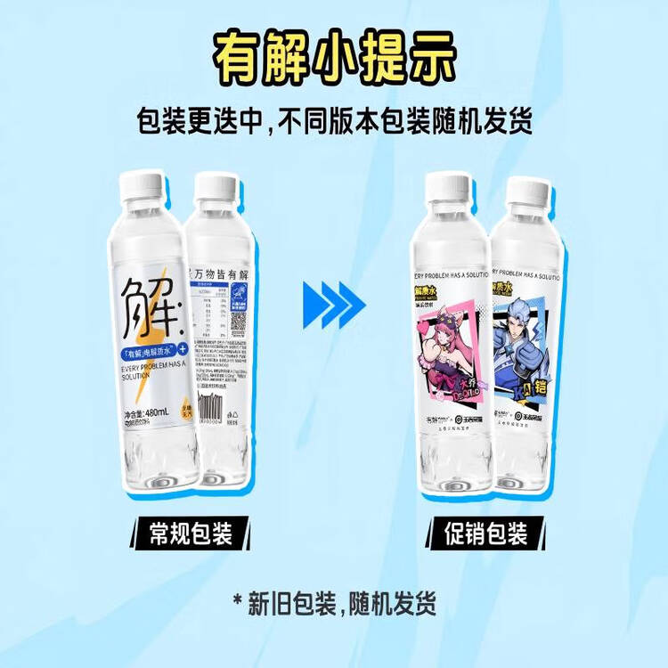 屈臣氏（Watsons）有解电解质水无糖运动功能饮料补充身体水分480mL*15瓶整箱 菜管家商品