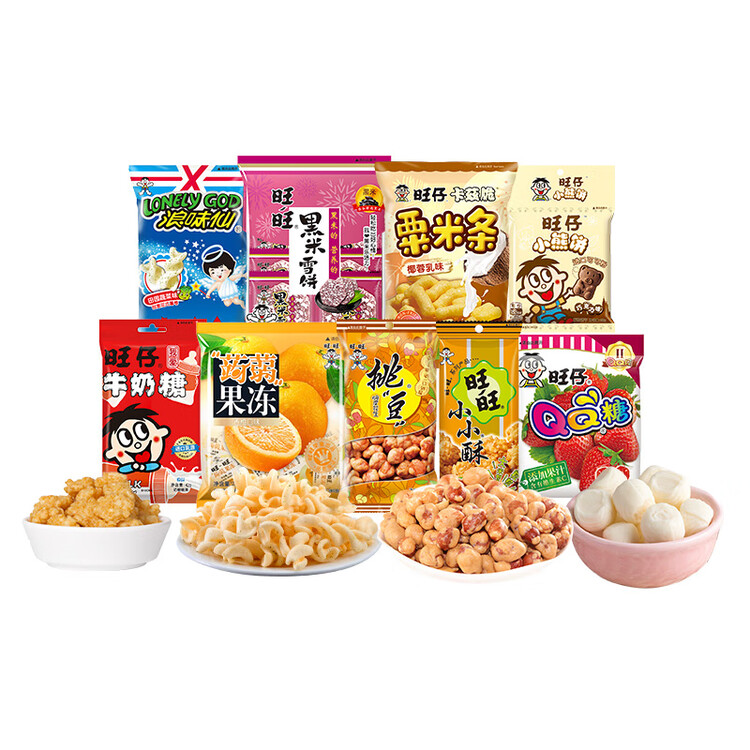 旺旺零食大礼包 600g 混合袋装 休闲零食送女友礼物 追剧解馋小零食 菜管家商品