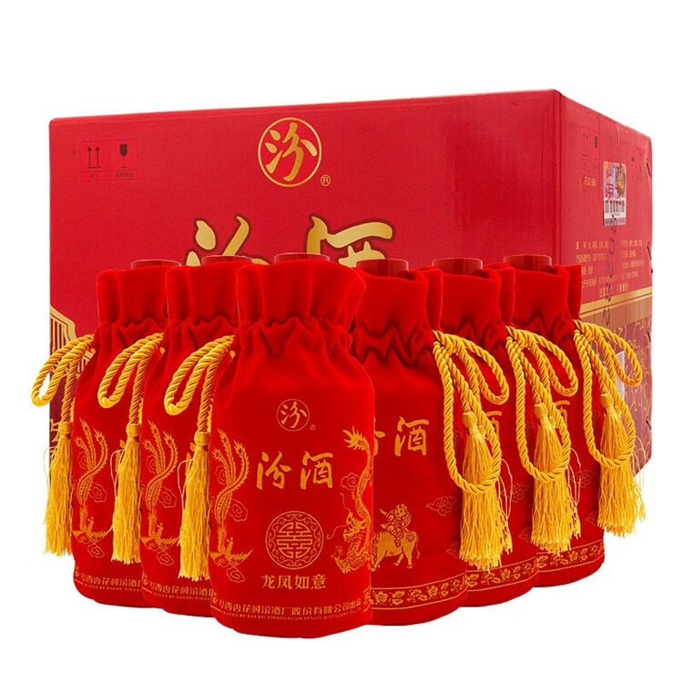 汾酒股份厂 杏花村白酒礼盒 龙凤如意42度 475ml*6瓶整箱装【图片