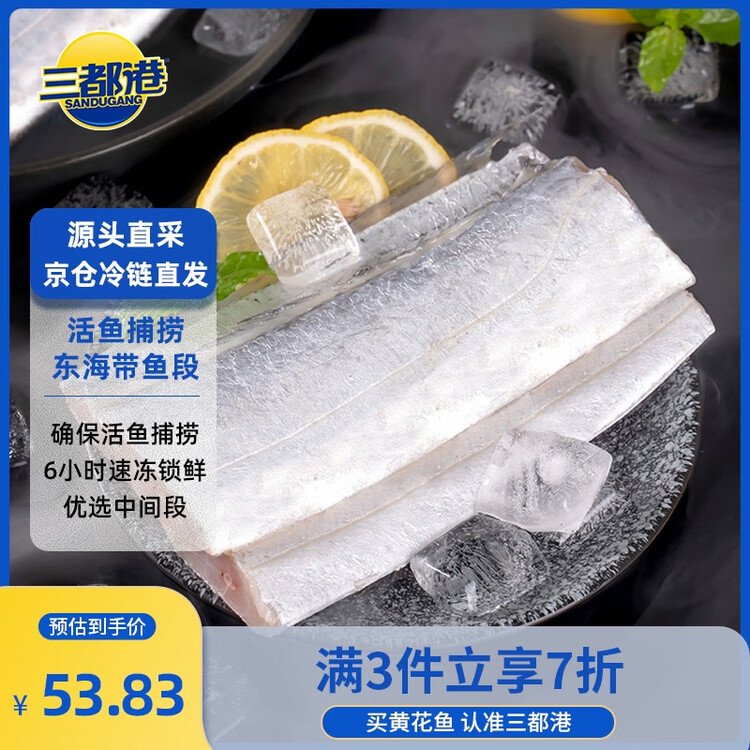 三都港 冷冻东海带鱼段600g(13-15段) 刀鱼 深海鱼 生鲜鱼类 海鲜 年货 菜管家商品