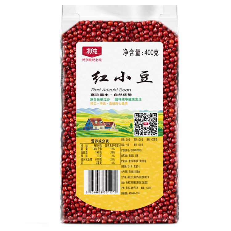 北纯 红小豆400g/袋（富含膳食纤维 含铁 富钾 高叶酸 红豆 杂粮） 菜管家商品 商品图