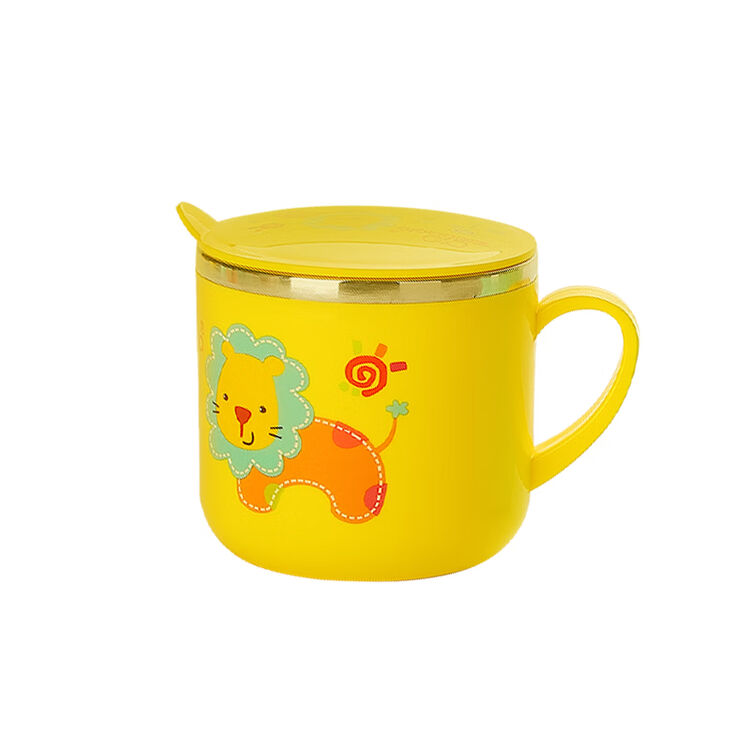 宝啦儿童喝水杯敞口杯宝宝儿童不锈钢水杯家用宝宝防摔喝水杯子口杯