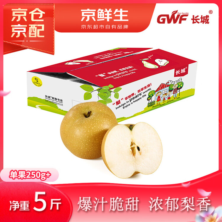 京鲜生 长城丰水梨 净重5斤 单果250g+ 生鲜水果礼盒 菜管家商品