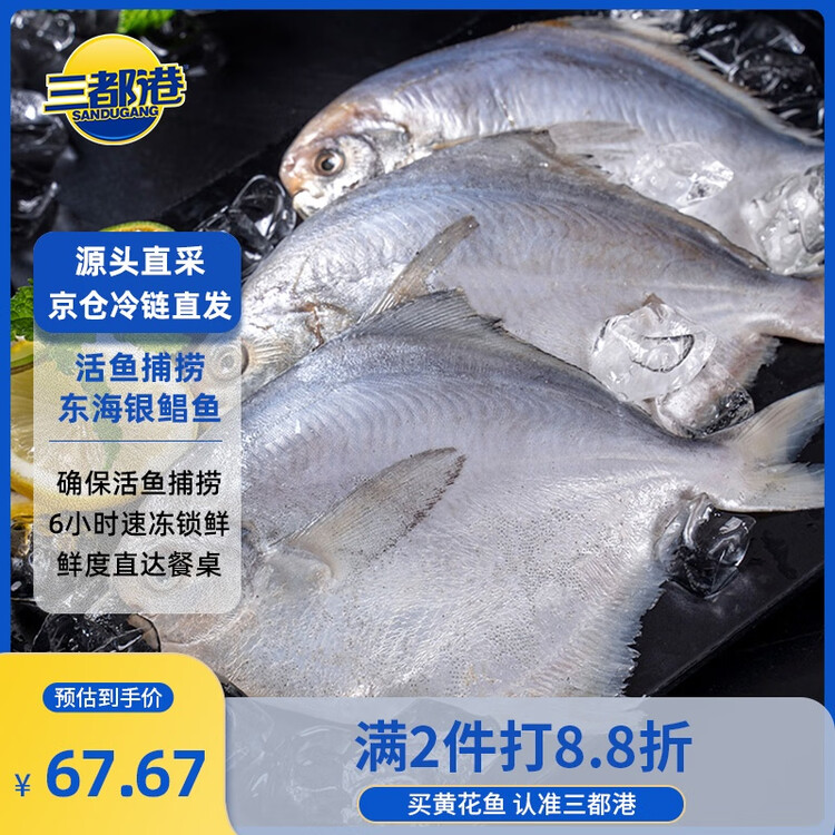 三都港 冷冻东海银鲳鱼450g/3条装 平鱼 深海鱼 生鲜鱼类 海鲜 年货 菜管家商品