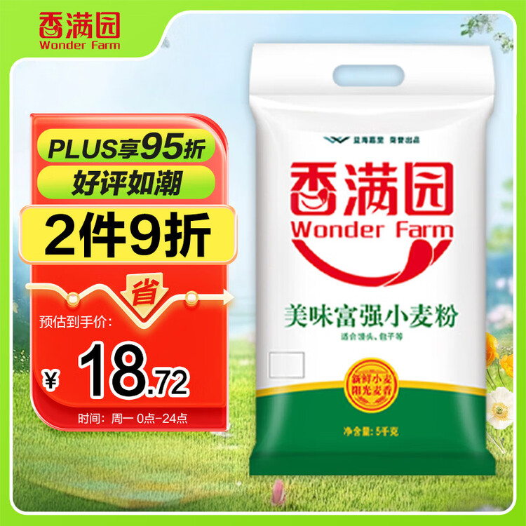 香满园 面粉 中筋粉 美味富强小麦粉 10斤 包子饺子馒头饼手擀面 菜管家商品