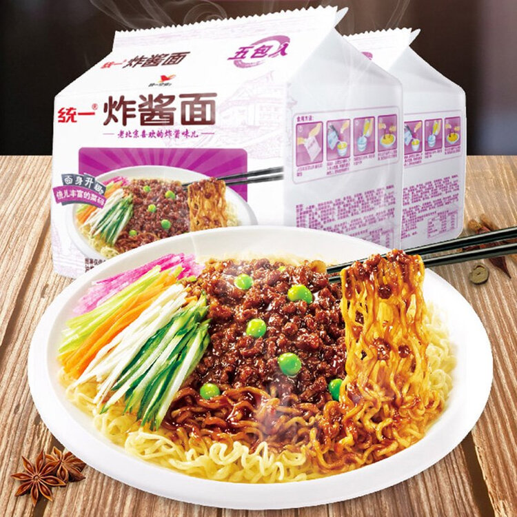 统一炸酱面 老北京炸酱面 袋装 104g*5袋 五连包 干拌面 方便面速食面 菜管家商品