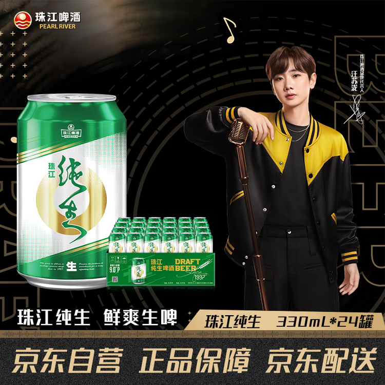 珠江啤酒（PEARL RIVER）9度 纯生啤酒 330ml*24听 整箱装 京东自营年货送礼 菜管家商品