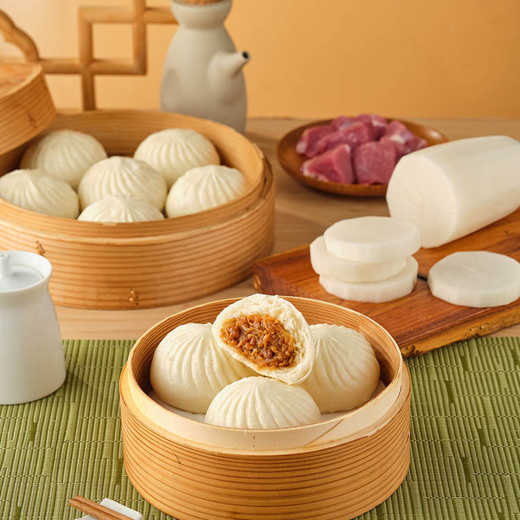 冶春食品 萝卜丝包300g*3包  18只  扬州包子 生鲜 面点 家庭装素包面点 菜管家商品