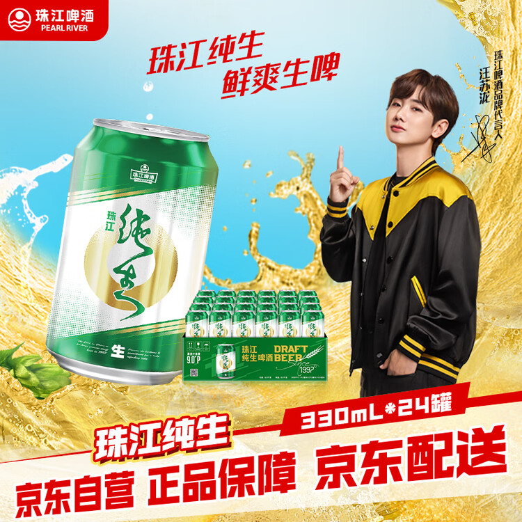珠江啤酒（PEARL RIVER）9度 纯生啤酒 330ml*24听 整箱装 京东自营年货送礼 菜管家商品