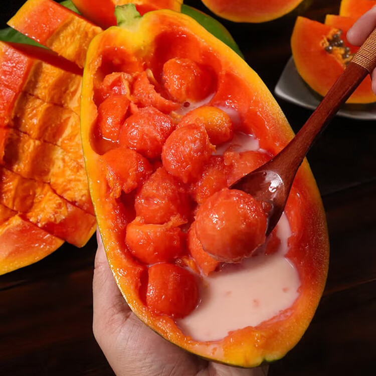京鲜生 海南红心木瓜 2粒装 单果约450g-500g 生鲜水果 菜管家商品