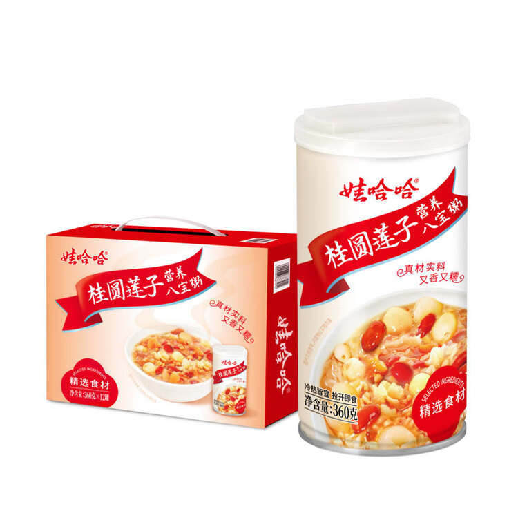 娃哈哈【节日礼盒】桂圆莲子八宝粥360g*12罐 五谷营养早餐速食即食代餐 菜管家商品