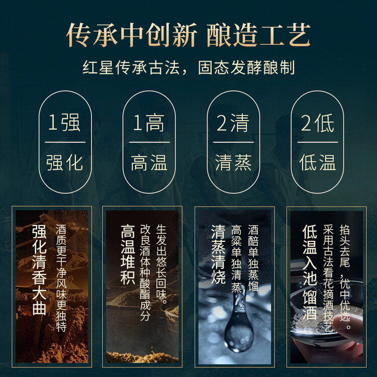 红星二锅头 蓝瓶绵柔8陈酿 清香型白酒 43度 500ml 单瓶装 纯粮口粮酒 菜管家商品