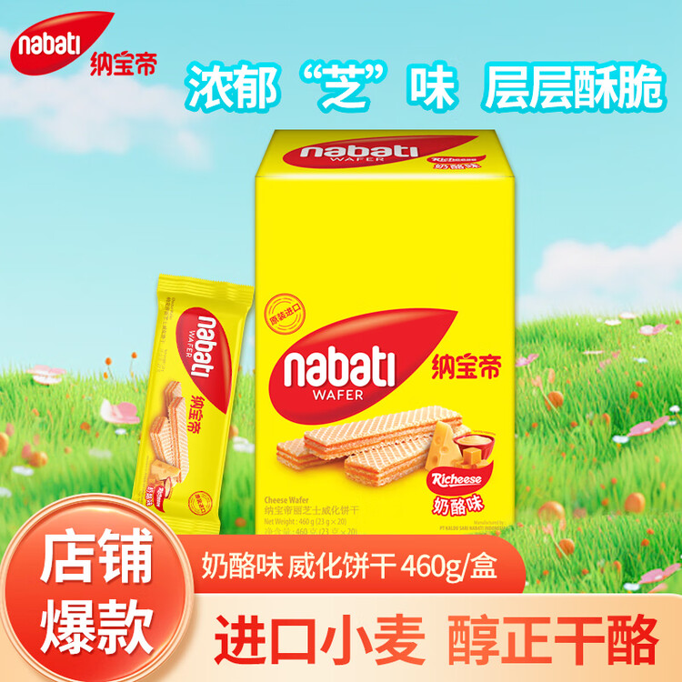 丽芝士（Richeese）印尼进口Nabati奶酪味年货送礼礼物芝士夹心休闲零食囤货460g/盒  菜管家商品