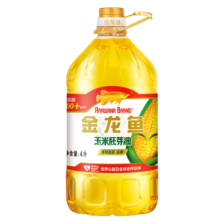 金龙鱼 食用油 非转基因压榨一级玉米胚芽油4L(新老包装随机发货) 菜管家商品