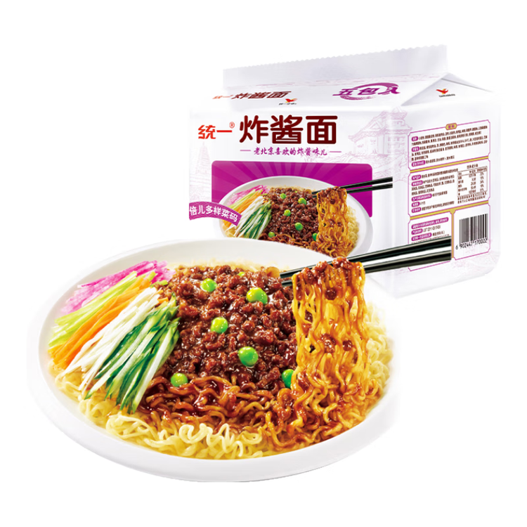 统一炸酱面 老北京炸酱面 袋装 104g*5袋 五连包 干拌面 方便面速食面 菜管家商品