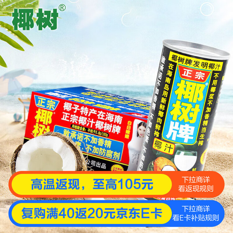 椰树牌正宗 椰子汁  245ml*24罐整箱装  植物蛋白饮料 年货节 菜管家商品