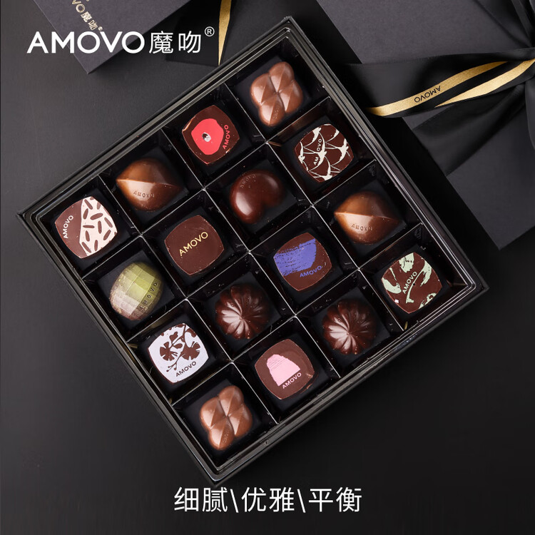 魔吻（AMOVO） 秘密花园巧克力礼盒 16枚172g 比利时进口料 新年情人节礼物生日 菜管家商品
