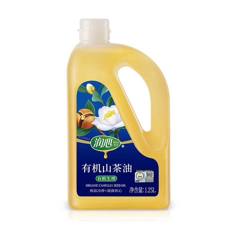 润心【保真山茶油】低温冷榨 一级有机食用油生榨*1.25L 菜管家商品