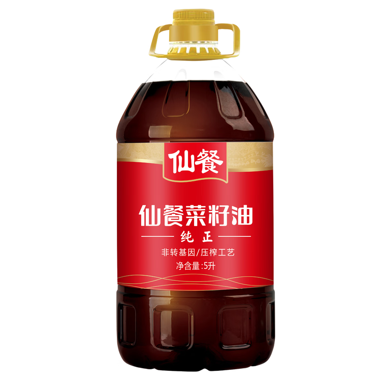 仙餐牌 食用油 四川风味纯正 压榨非转基因菜籽油 5L 菜管家商品