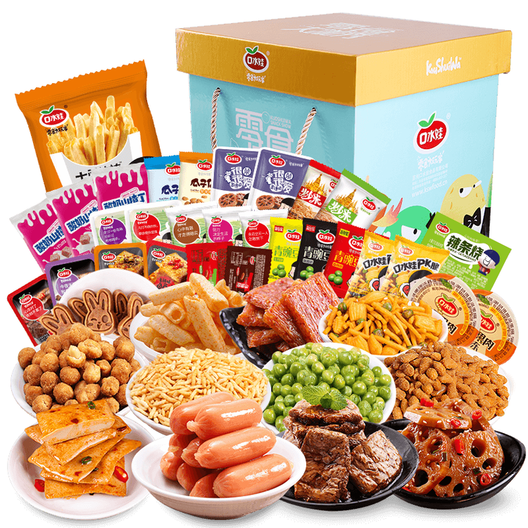 口水娃休闲零食礼盒1100g整箱送礼礼盒送女友生日礼物成人解馋零食团购 菜管家商品